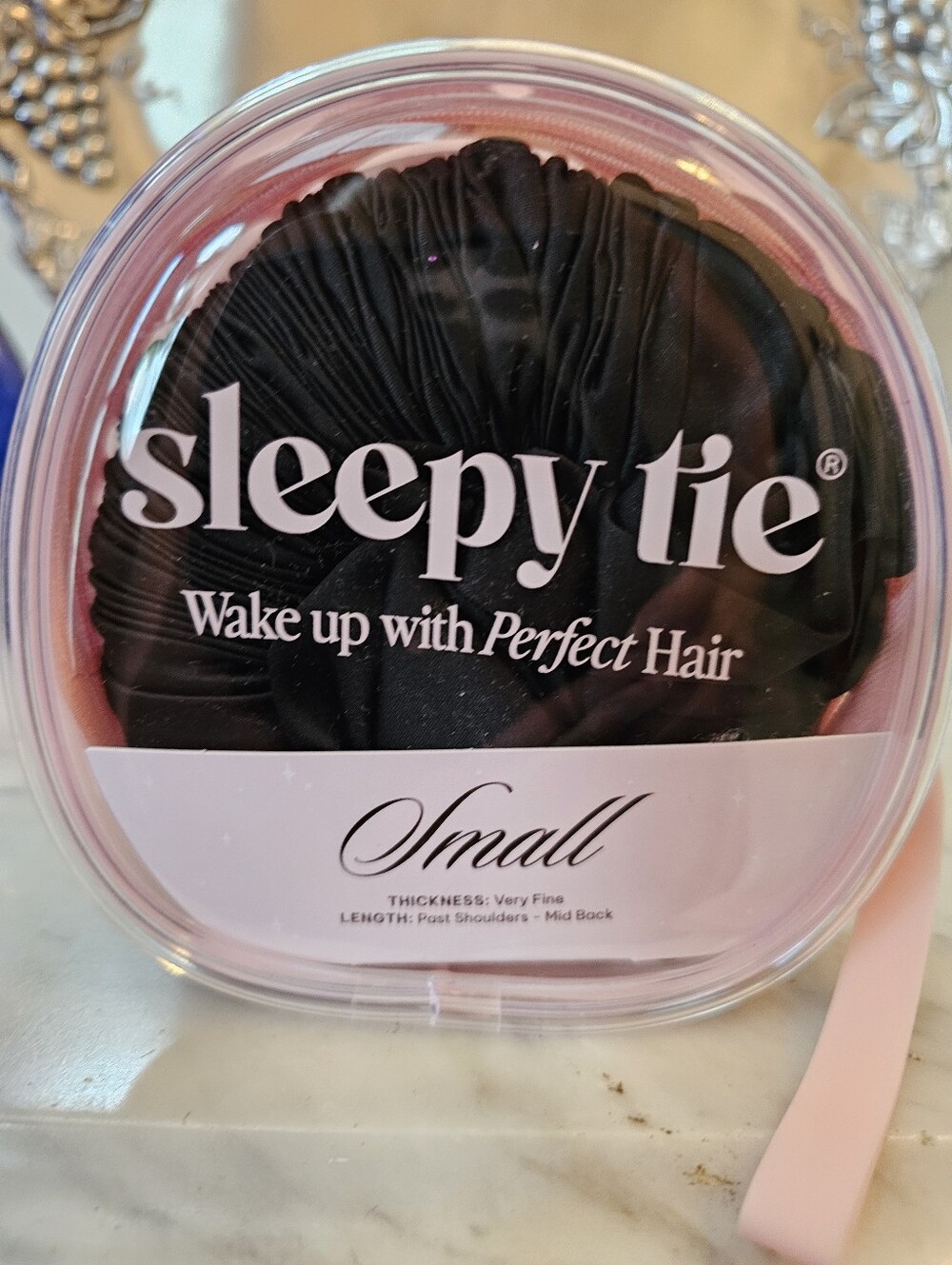 Sleepy Tie Small Satin Hair Wrap Black NWT